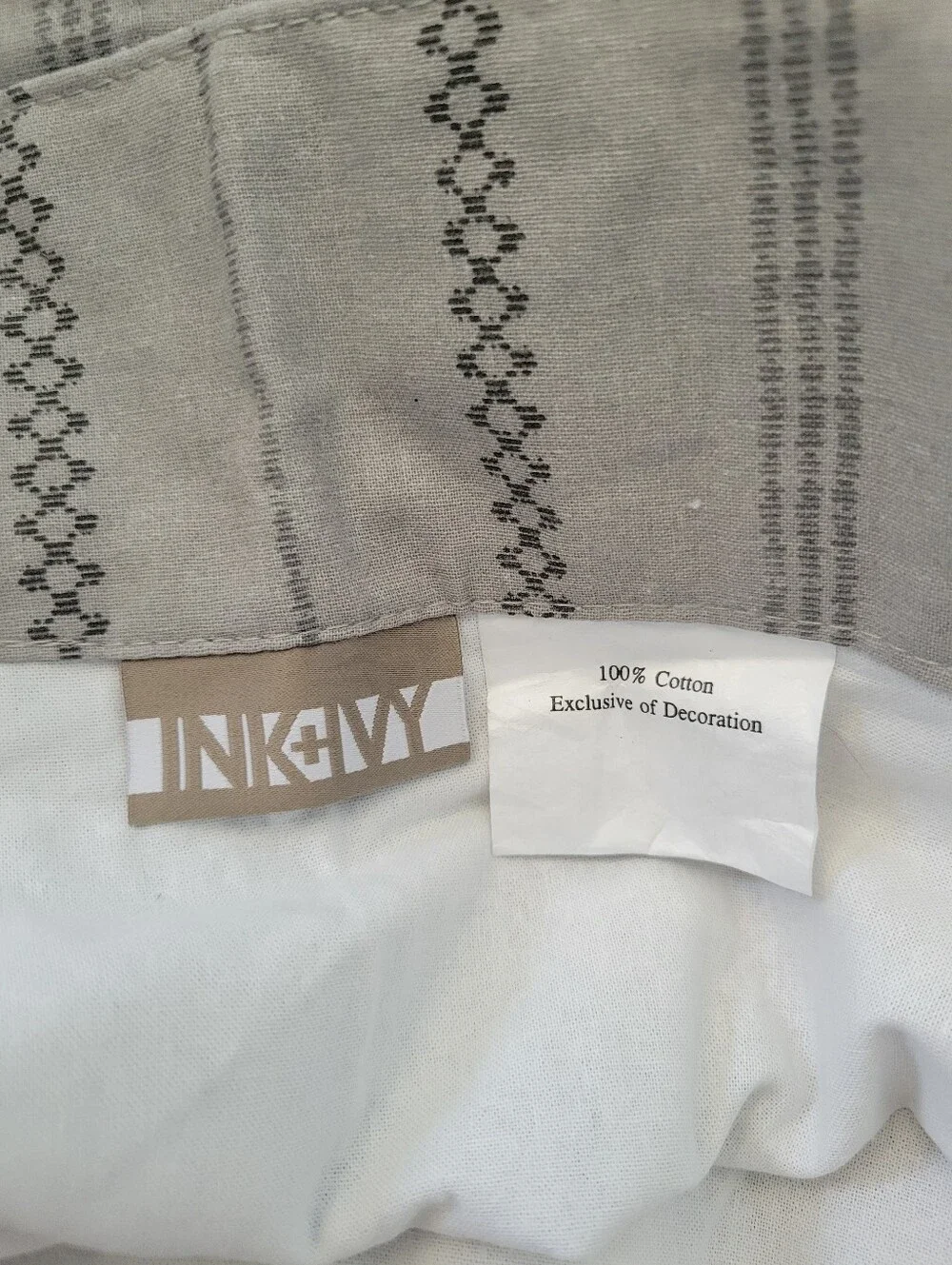 Ink + Ivy Imani Cotton Printed Single Curtain Panel Chenille Stripe Gray 50 x 95